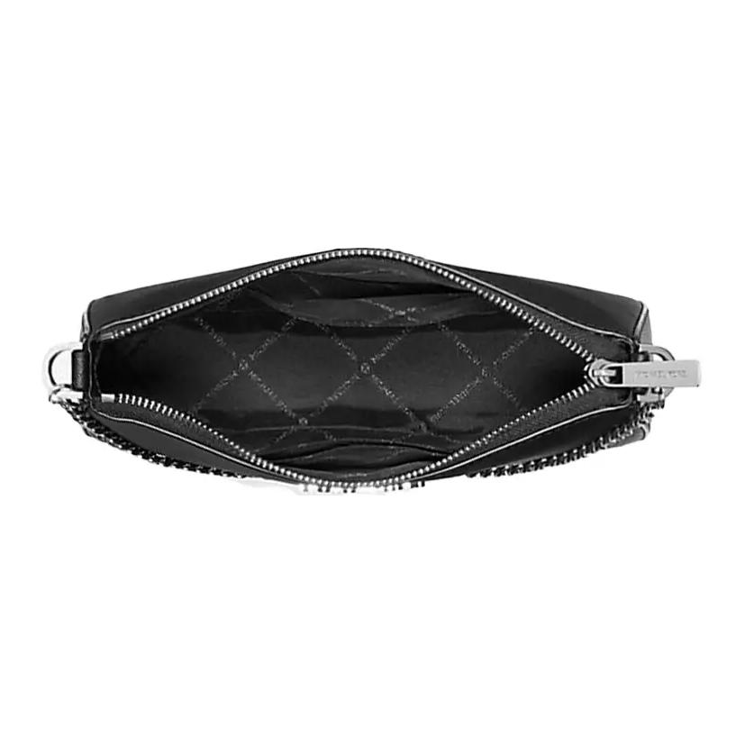 Michael Kors MK Jet Set Saffiano Leather Medium Shoulder Crossbody Bag With Silver Hardware And Zipper Closure Women Bags Black 35S0STVU6L-BLACK