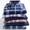 New 100% Cotton Brushed Long Sleeved Shirts for Men Slim Fit Formal Soft Plaid Casual Blouses Business Designer Checked Clothes