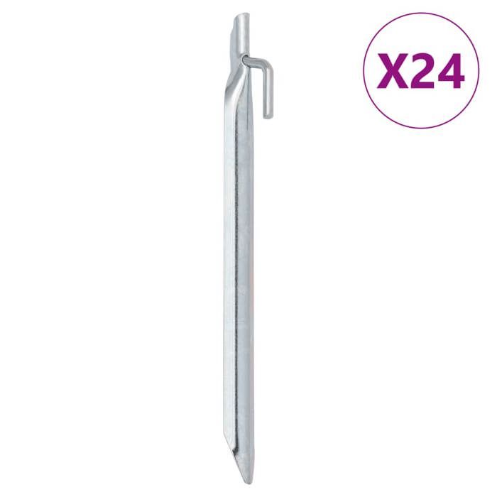 VidaXL Tent Pegs 24pcs V-shaped 24cm Ø20mm Galvanized Steel, Ground Stake, Ground Anchor, Camping Peg 4009352