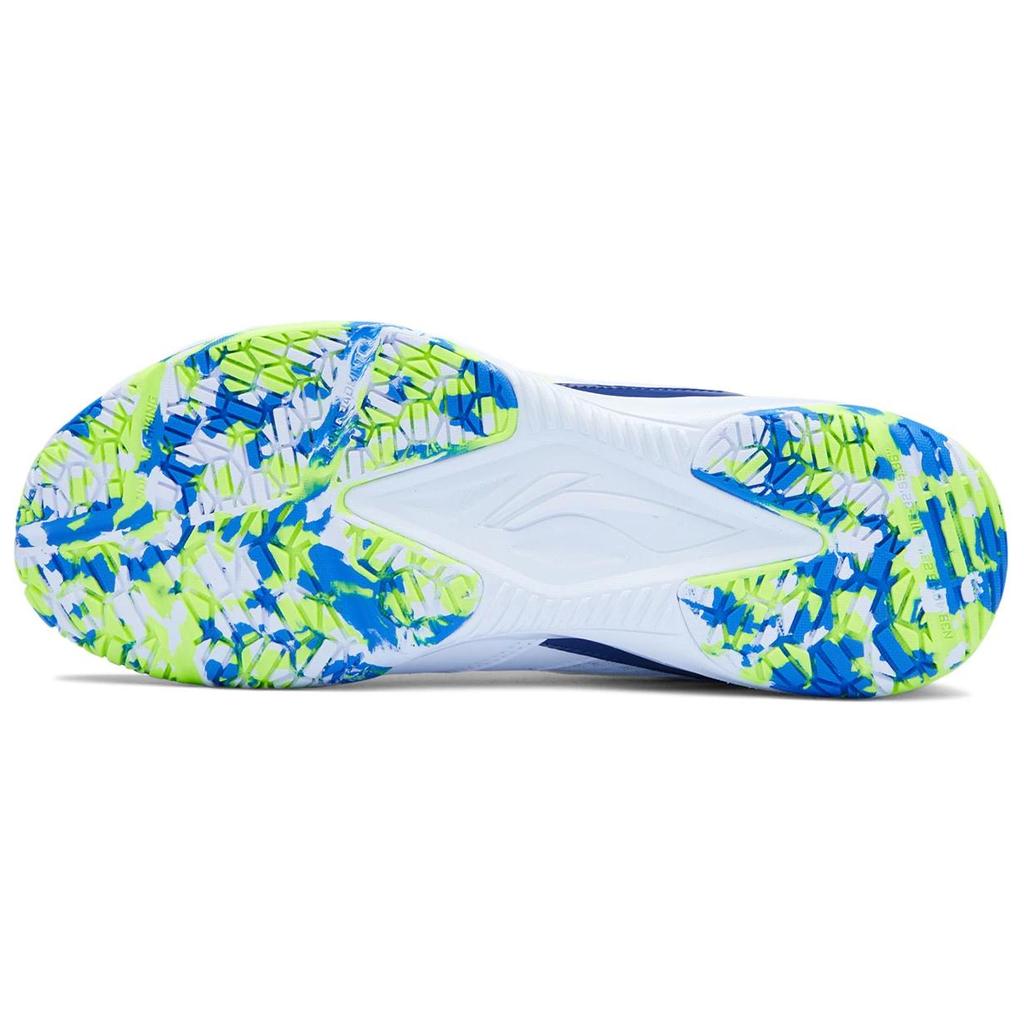 Li Ning Stoff Synthetisches Leder Bequem Vielseitig Rutschfest Abriebfest Atmungsaktiv Low-Top Badmintonschuhe Unisex Sneaker Weiß Blau AYTU025-2