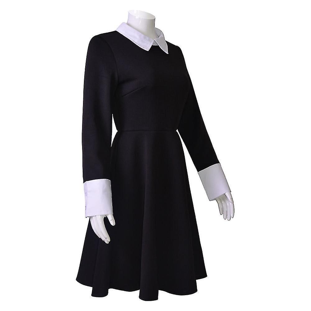 Anime Addams Ailesi Cosplay Çarşamba Addams Kostümü Cadılar Bayramı Kadınlar İçin Siyah Elbise Cosplay Kostümü