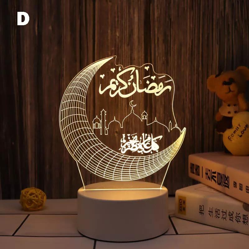 Ramadan LED Light Moon Star Eid Mubarak Muslim Lamp Ornament Home Party Decor