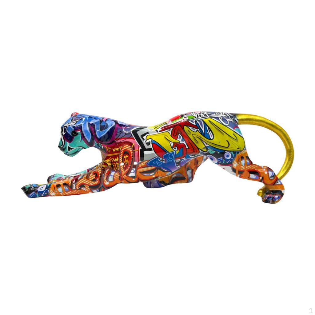 Leopard Figurine Animal Sculpture 16x4.3x5inch Decorative Shelf Decoration Tabletop Ornament for