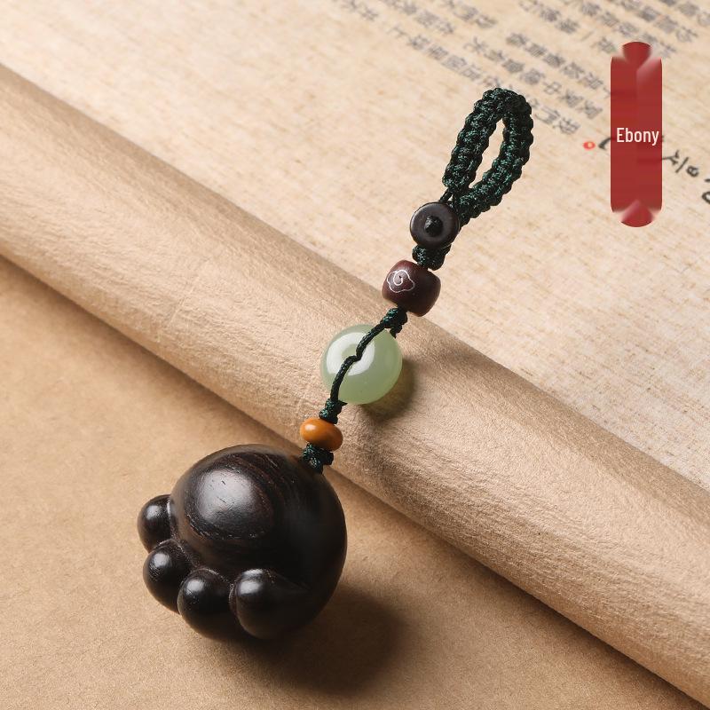 Sandalwood Cat Paw Keychain - Cute Cartoon Pendant Ornament for Women