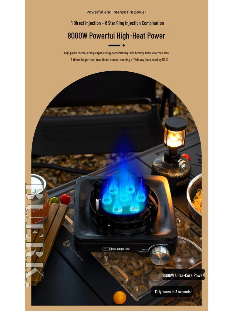 BubiKe Outdoor 8000W Portable Split-Type Camping Stove with Voltage Stabilization for Tea Brewing and Hot Pot.