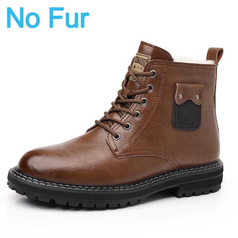 Fashion High Quality Leather Mens Boots Fashion Thick Bottom Outdoor Lace-up Walking Shoes Business Comfortable Mens Casual Boots