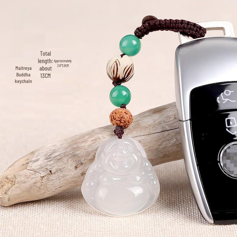 Chalcedony Pixiu Wealth Keychain & Agate Peace Buckle Pendant