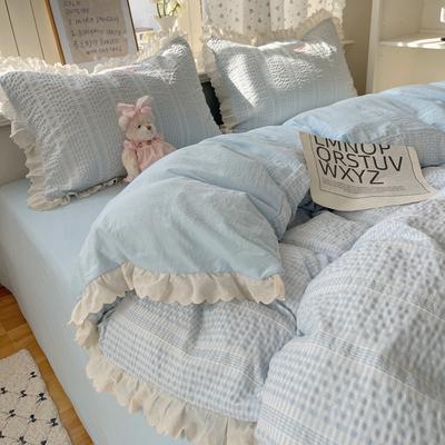 Set Letto in Pizzo Stile Principessa Set Quattro Pezzi Delicato sulla Pelle, Traspirante e Confortevole Lenzuola Lavate Copripiumino Federe