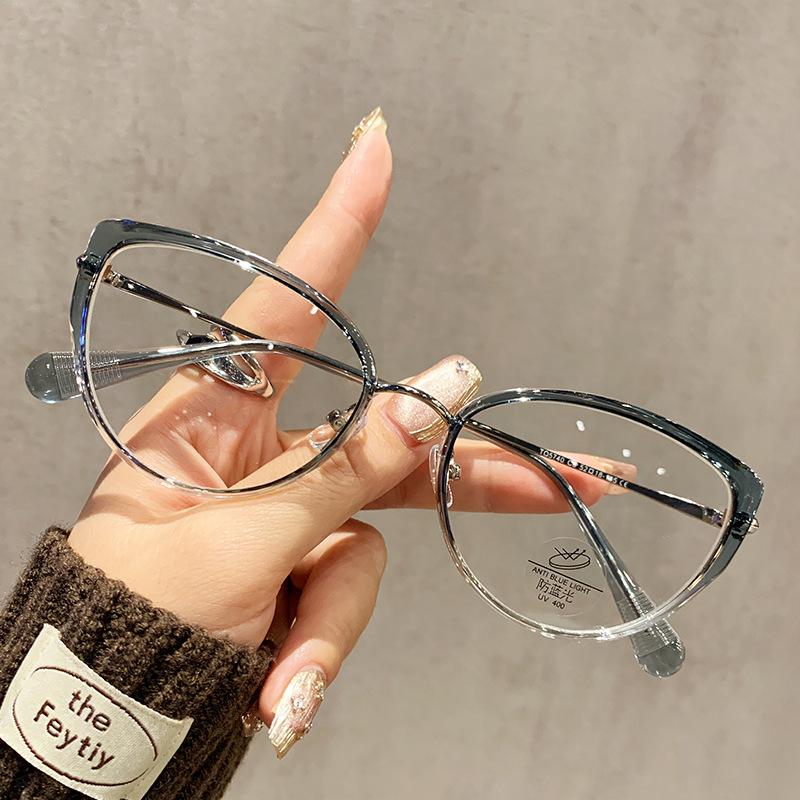 Luxury Women'S Cat Eye Anti-Blue Light Reading Glasses Europe-America Fashion Daily Use Korean Style Glasses