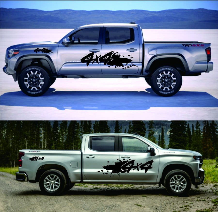 Car Side Door Trunk Decoration Decals 4X4 Off Road Pickup Graphics Sticker Black