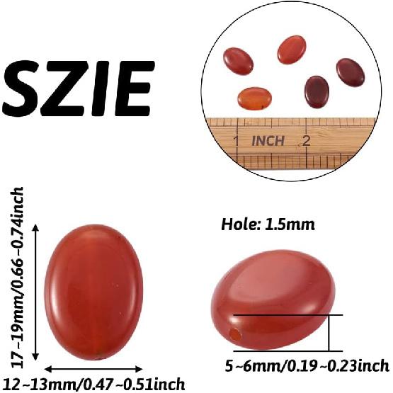 Fashewelry 20pcs Natural Carnelian Gemstone Beads 18x13mm Flat Oval Healing Crystal Loose Stone Beads for Jewelry Necklace Bracelet Earring Craft,