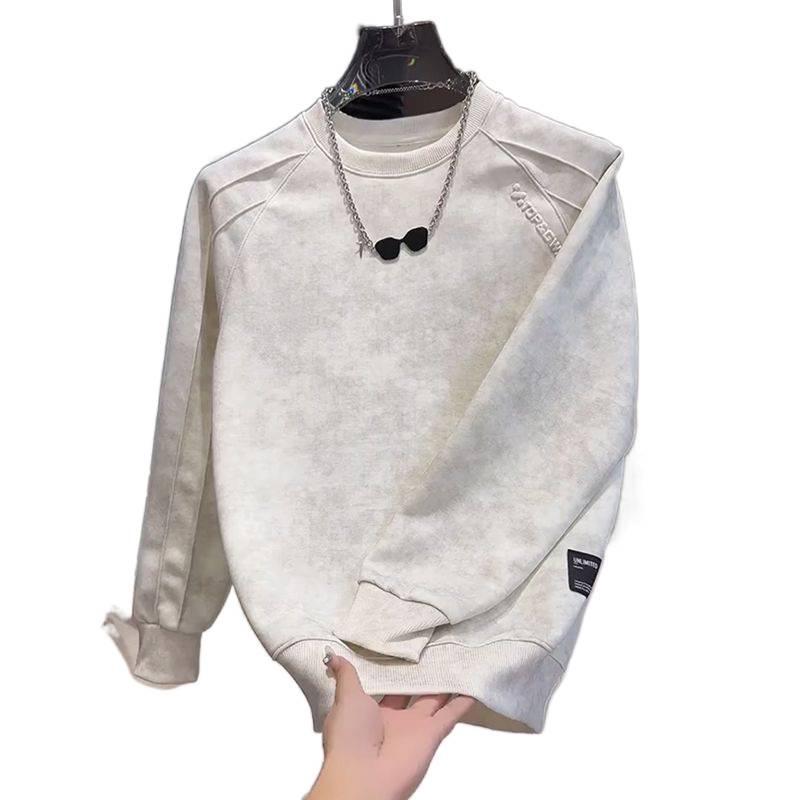 Herren Trendy Tie-Dye Buchstaben Sweatshirt - Rundhals, Lässiges Oversized Herbst T-Shirt