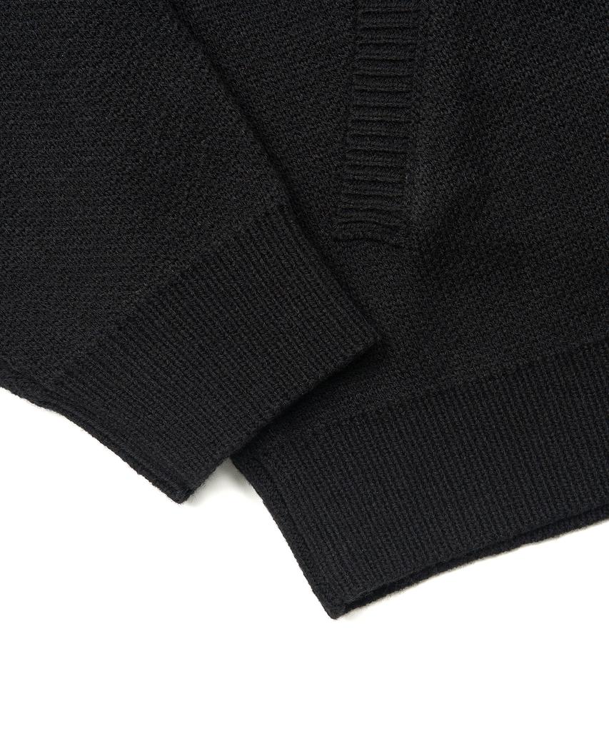 Excontainer Jacquard Two-Way Hooded Knit Zip-Up (Black)