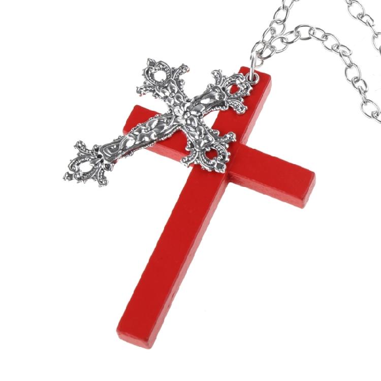 Vintage Gothic Collar Necklace Wooden Cross Pendant Necklace Streetwear Jewelry