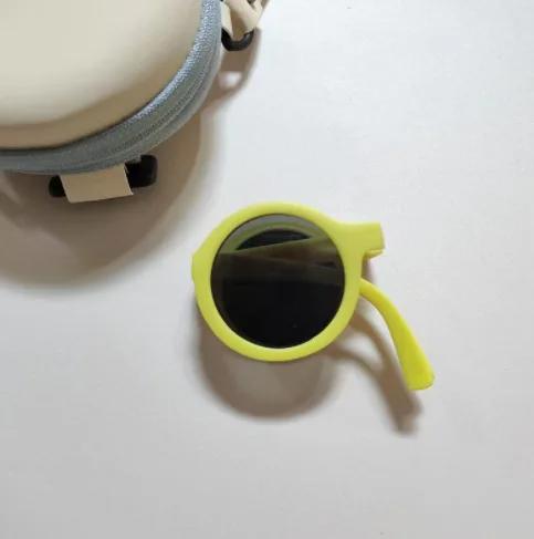 

Foldable Kids Sunglasses Girls Boys Cute Round Sun Glasses Children Street Beat Eyeglasses Baby Shades Eyewears UV Protection жовтий