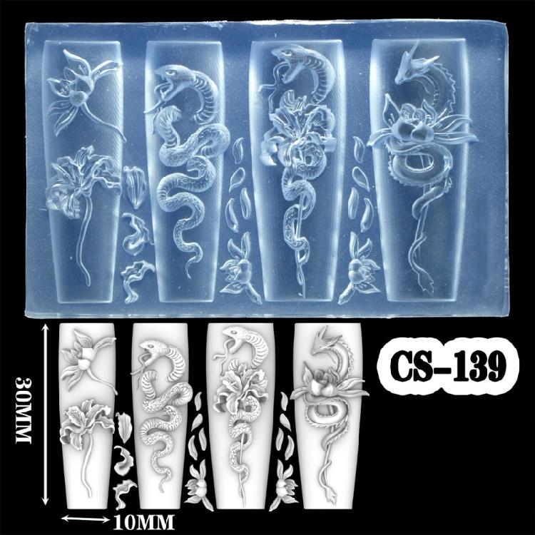 Beautiful 3D Floral Nail Art Silicone Mold Elegant Carving Flower Nail Art Accessory Mold for DIY Resin Designs