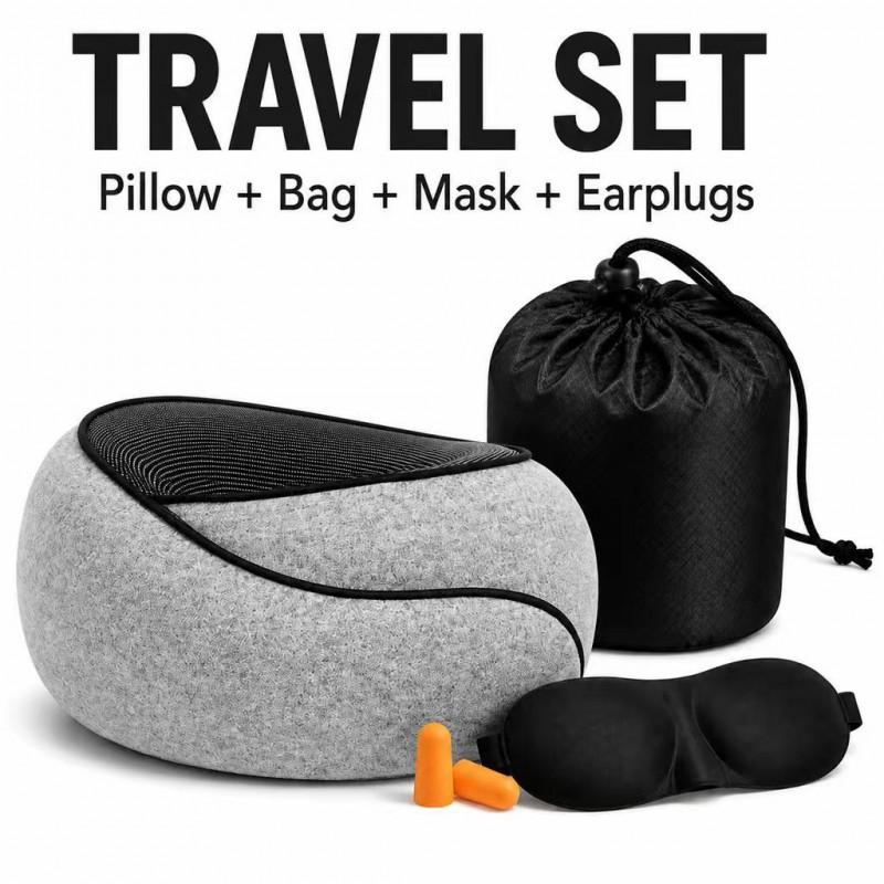 Memory Foam Travel Neck Pillow U-Shaped Airplane Sleep Office Car Use Portable Foldable With Carry Pouch