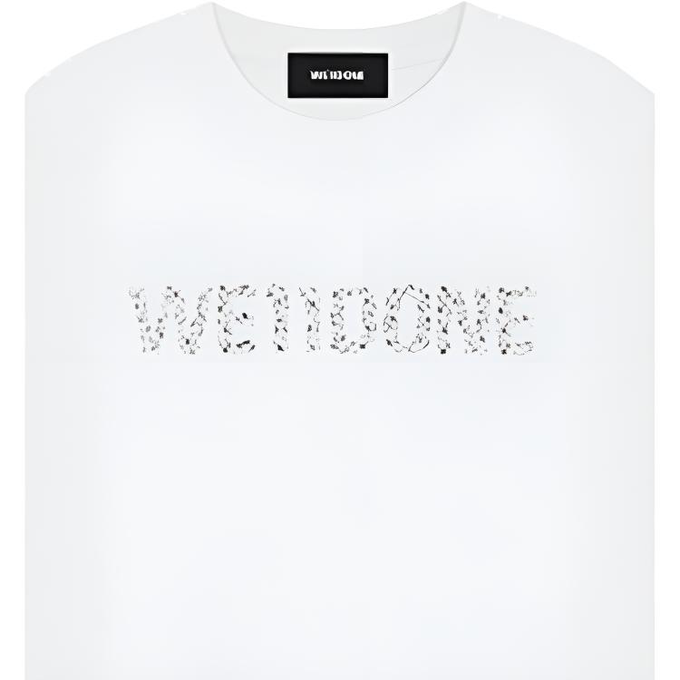 We11done Summer Rhinestone Logo Short Sleeve T-Shirt Unisex Tops White WD-TT1-26-754-U-WH