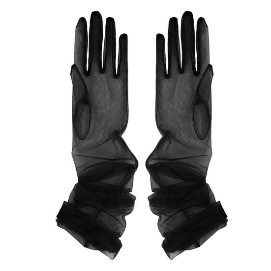 

Женские длинные прозрачные перчатки в стиле ретро, эластичные присборенные сетчатые тюлевые перчатки 1920-х годов, танцевальные перчатки для костюма, оперы, вечеринки, свадьбы чёрный