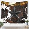 Chic Boho Animal Print Tapestry Wall Hanging Celestial Star Motif with Decorative Fairy Lights for Bedroom Living Room Decor