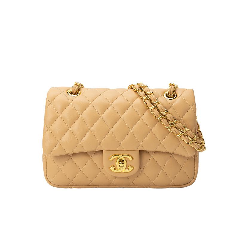 Ladies' High-end Diamond Grid Chain Bag, Genuine Leather Shoulder Crossbody Bag for Women