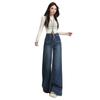 American wide-leg slightly pulled jeans women's autumn high waist drape niche front pocket hips wide-leg flared pants