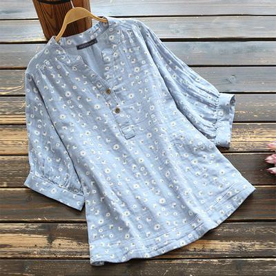 ZANZEA Women V-neck Short Sleeve T-shirt Summer Loose Casual Floral Print Shirts