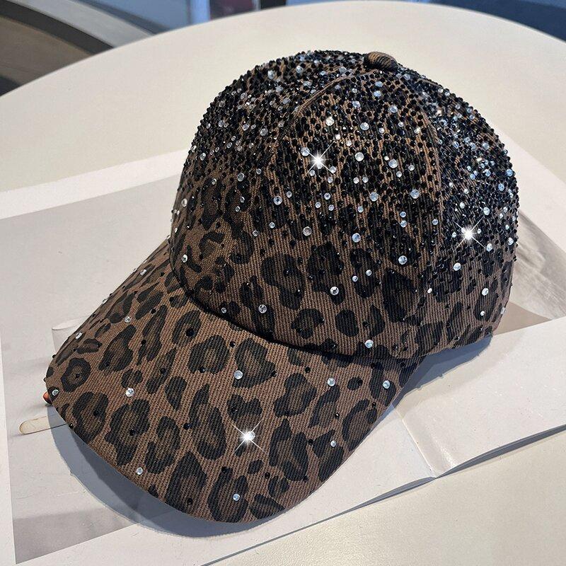 Leopard Print Baseball Cap With Rhinestones For Summer Street Style Fans