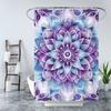1/4Pcs Bathroom Shower Curtain Set Teal Bohemian Style Bathroom Curtain With 12 Hooks Non Slip Rugs Toilet Cover Mat Bathroom Partition