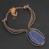 Handmade Lapis Lazuli Gemstone Copper Wire Wrapped Statement Necklace Boho Ethnic Pendant Jewelry for Women