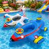 1 Stück Aufblasbarer Poolschwimmer Flugzeug Wassersitzring mit Baldachin Sonnenschutz Liegestuhl Schwimmfloss Floß mit Lenkrad Griffen