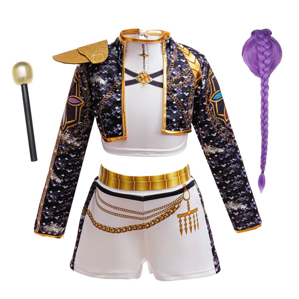 3 PCS Set Coat+Vest+Shorts Girl Cosplay Singer Clothes Performance Dress Up Uniform Children Party Show Costumes