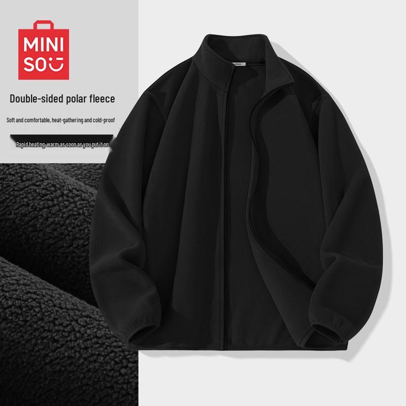 MINISO Men s Outdoor Winter Stand-Collar Fleece Jacket L