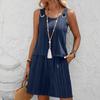 Women's Striped Print Sleeveless Two-Piece Set with Round Neck and Shorts for Summer Casual Wear