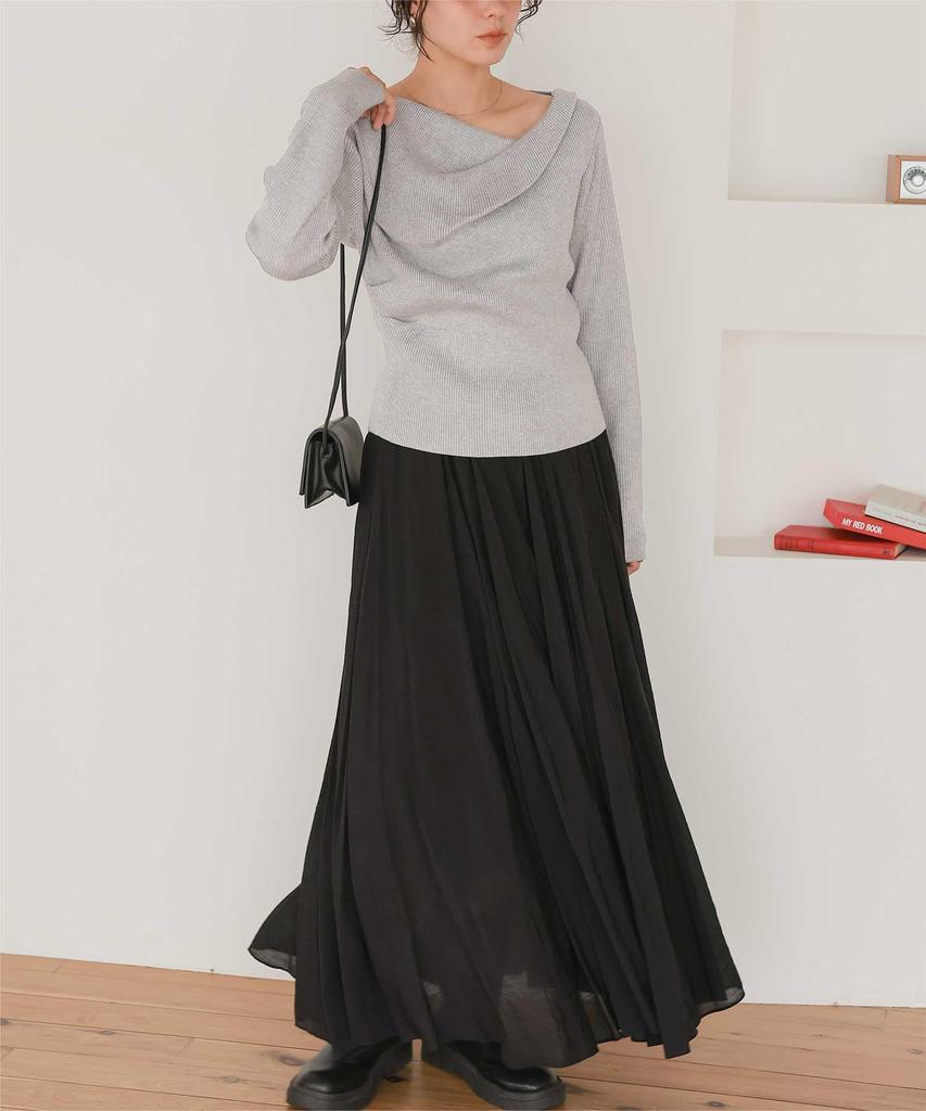 Titibait Rib Knit Light Size S Off-the-Shoulder Top, Women's, Gray, (AGXT0409)