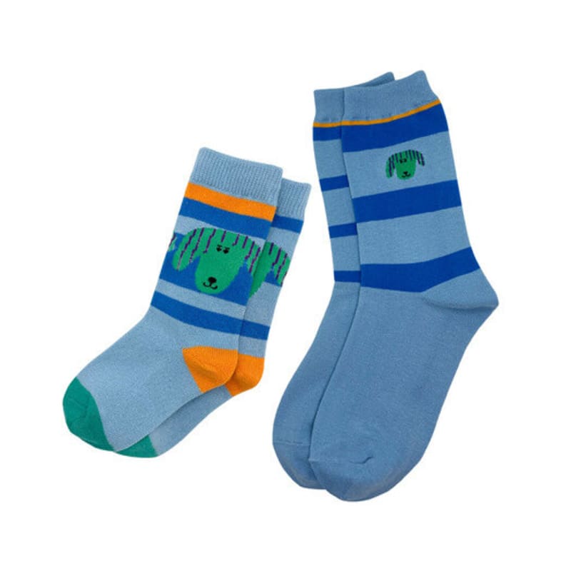 

PINZLE [PINZLE X IHM] Family Socks - Green Dog (Blue) Kids
