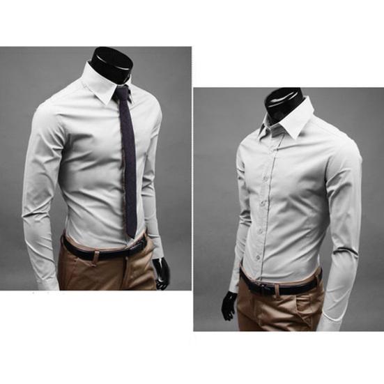 Herren Luxus Freizeit Formelles Hemd Langarm Slim Fit Business Hemden Oberteil