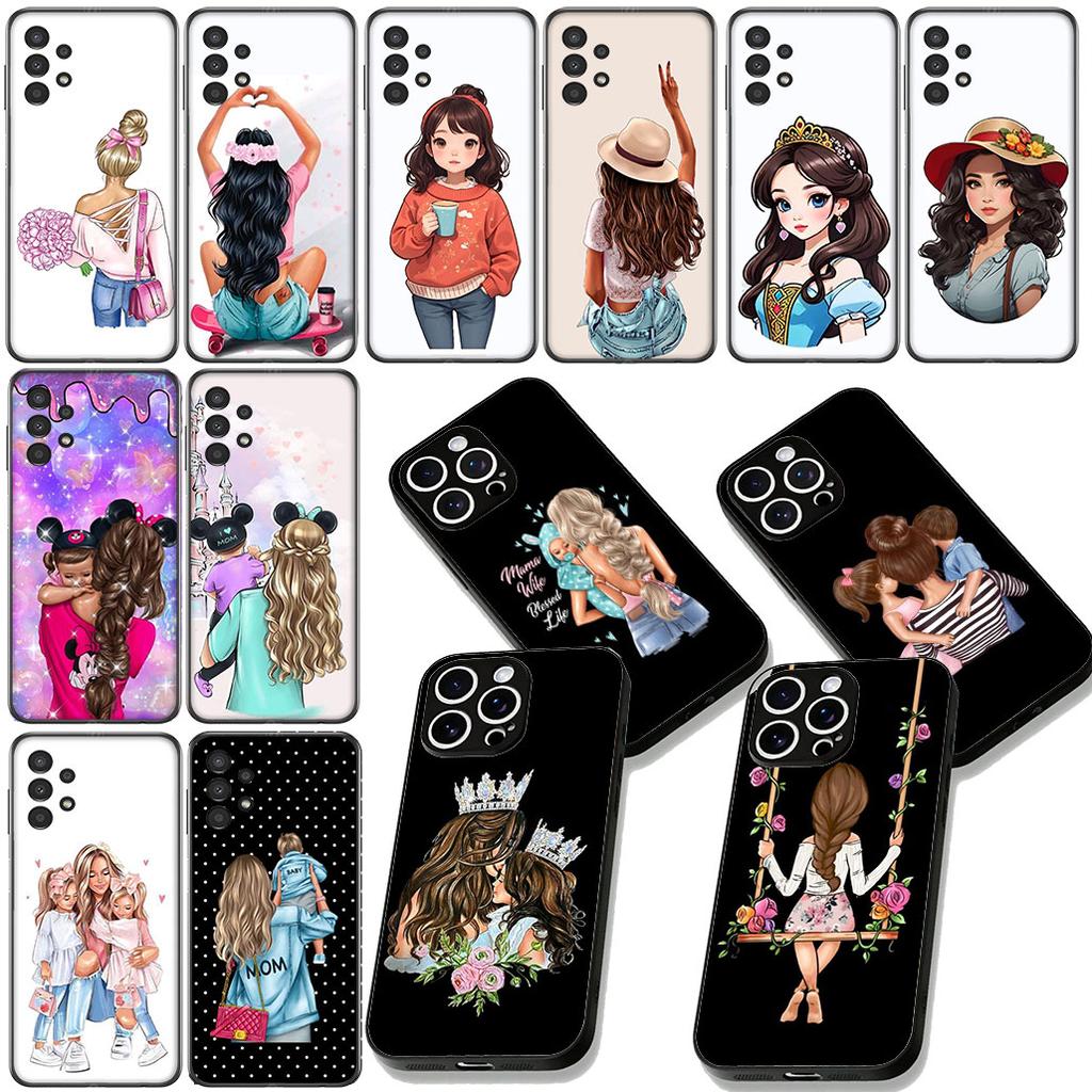 Woman Baby Girl Mom Family Boy Phone Case for Samsung Galaxy Note 20 9 10 S8 S10 Lite S9 Plus A54 A53 A21S S10E A17 Cover Casing