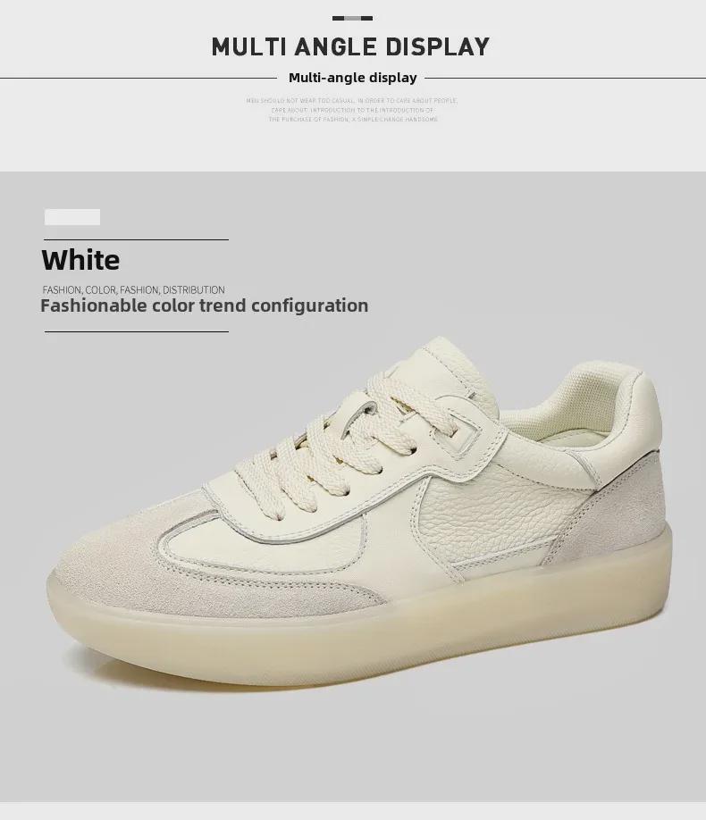 2025 Men's Retro White Leather Casual Trainers - Lightweight, Breathable, Soft Sole