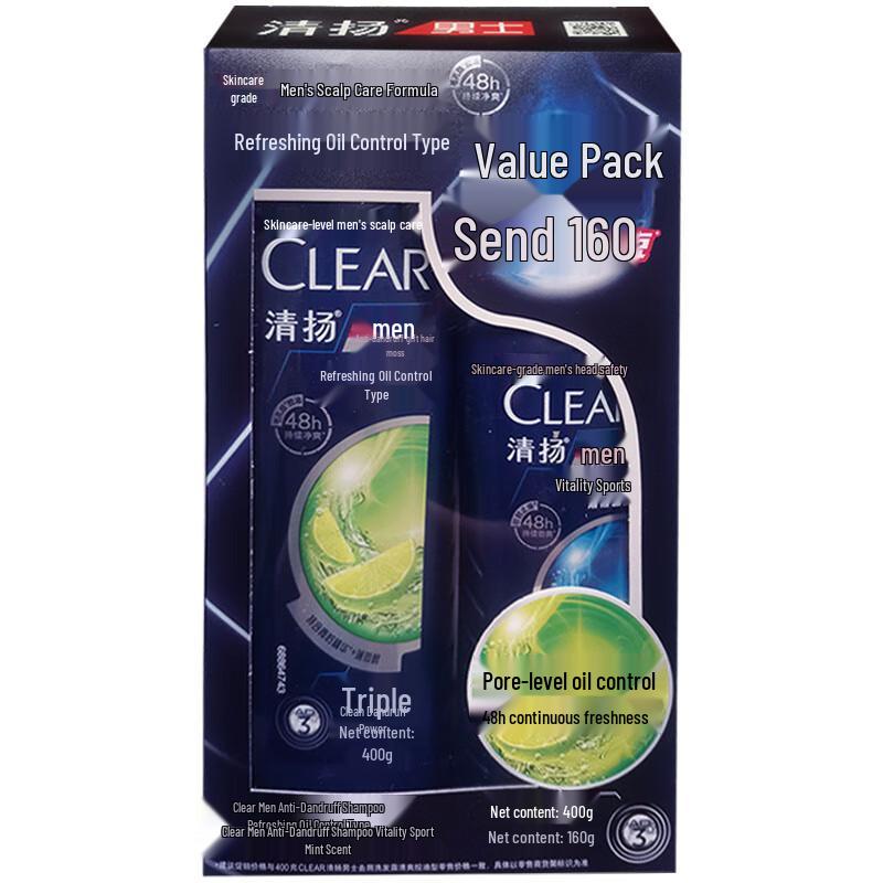 

Clear Men Refreshing Oil Control & Sport Mint Shampoo Dual Pack