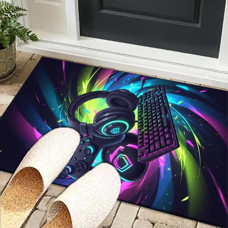 Neon Game Over Kunst Büro Teppich Stuhlunterlage, Spielteppich, Geeignet für Eingangsbereich, Schlafzimmer, Wohnzimmer, Schreibtisch, Weihnachtsgeschenk