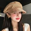 Korean Fashion Stitching Hollow Berets Spring Summer Travel Sun Protection Versatile Breathable Literary Newsboy Hats for Women