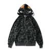 Mens Oversized Hooded Sweatshirt With Shark Embroidery Camo Print Casual Long Sleeve Pullover