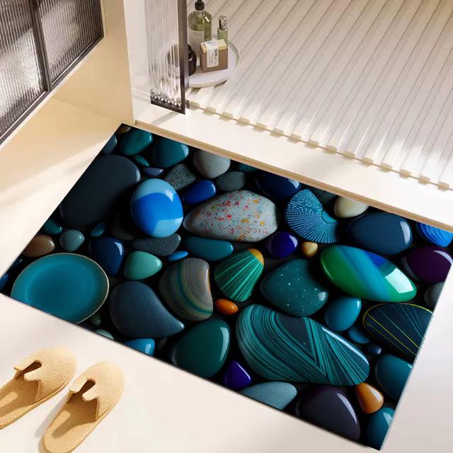 Luxuriöse 3D-Kiesel Diatomeenerde Fußmatte - Schnelltrocknend & Wasserabsorbierend für Eingang & Badezimmer