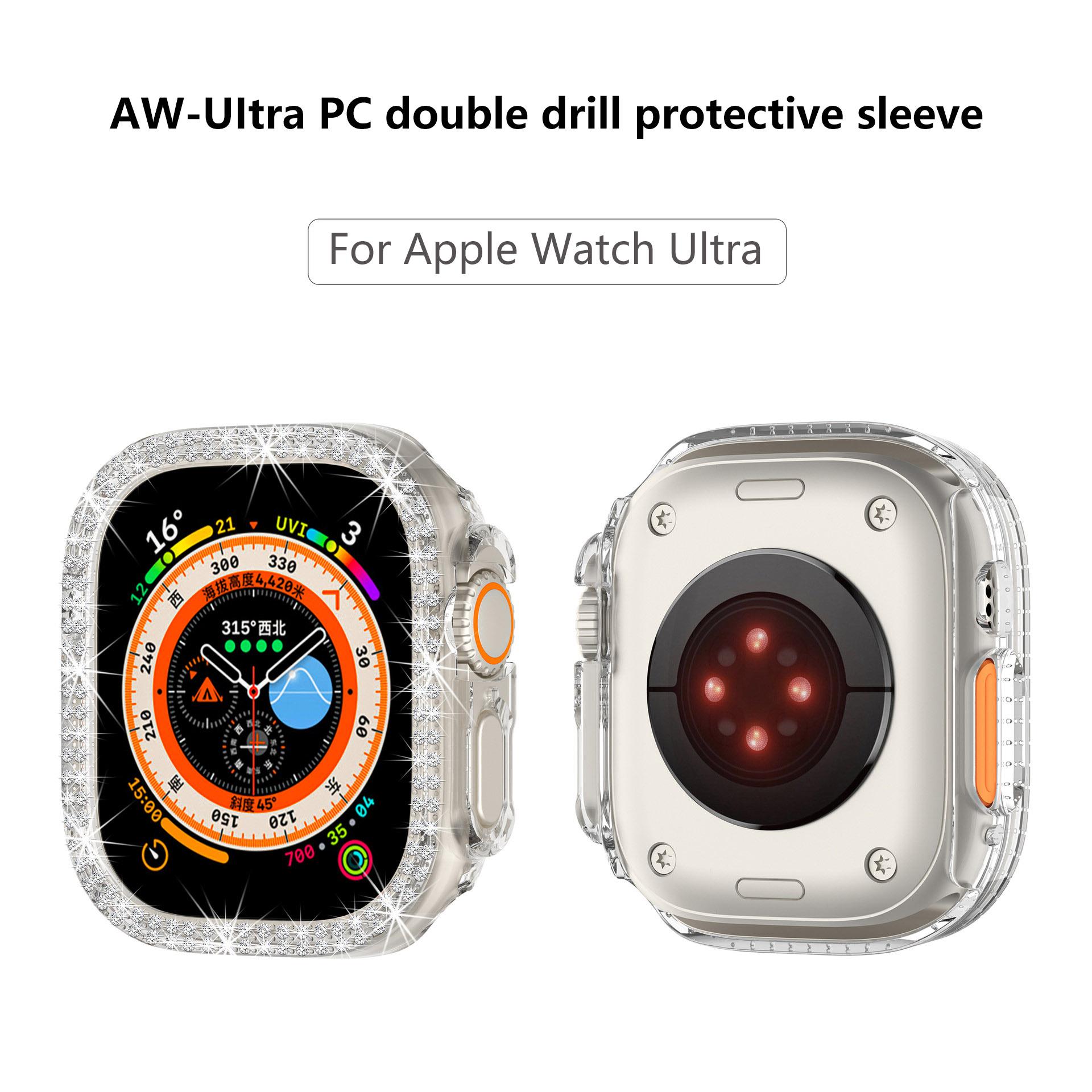 

Чехол с бриллиантом для Apple Watch Ultra 8, 49 мм, Защитный мигающий бампер IWatch Series 8, чехол для ПК, женский аксессуар в хрустальной рамке