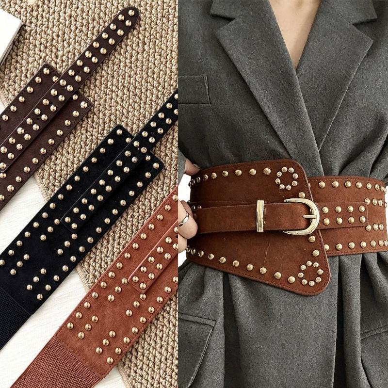 Stylish Rivet Waist Belt Adjustable PU Leather Corset For Women And Men Contemporary Waist Cincher Fashion Accessory