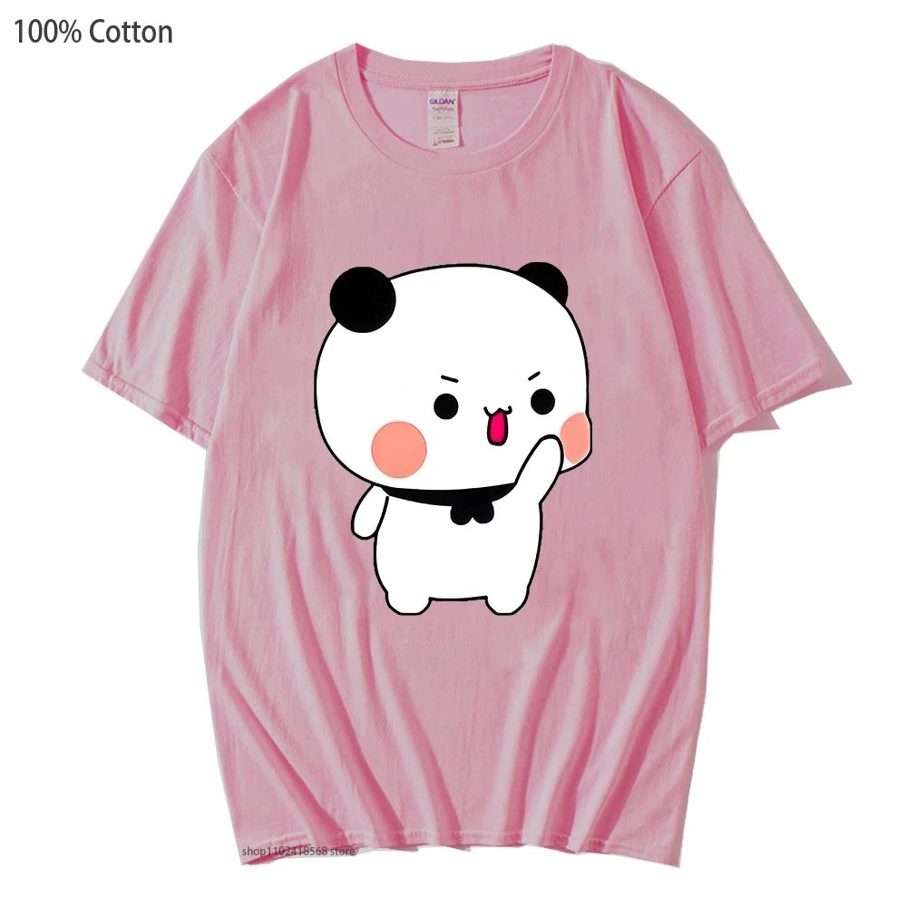 Couple T-Shirts Bubu with Dudu T-Shirts Cartoon Cute Panda and Brownie Bear Tshirt Men Women Cotton Shirt Kawaii Top