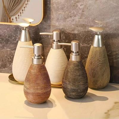 Creative Retro Style Ceramic Push-Type Soap Dispenser With Pump,  Hand Soap Bottle, Suitable For Bathrooms Kitchens And Toilets