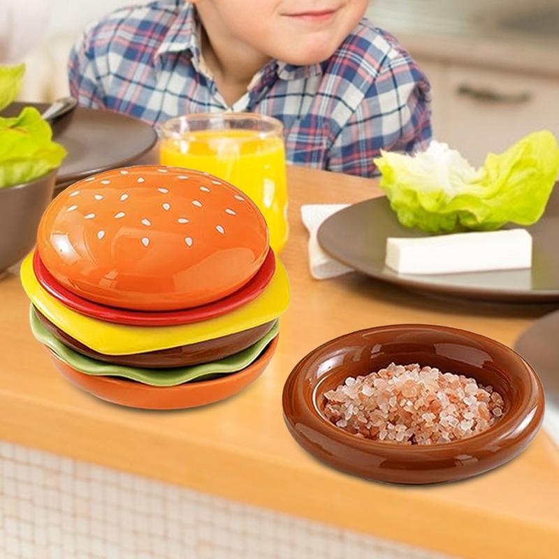 6-Layer Stackable Burgers Shape Side Dishes Dessert Tableware Ceramic Flavor Dish Household Small Dish Soy Sauce Dish