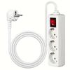 2/3/5Meters Cord EU Power Strip with ON/OFF Switch Power Converter Flat Adapter  European Standard